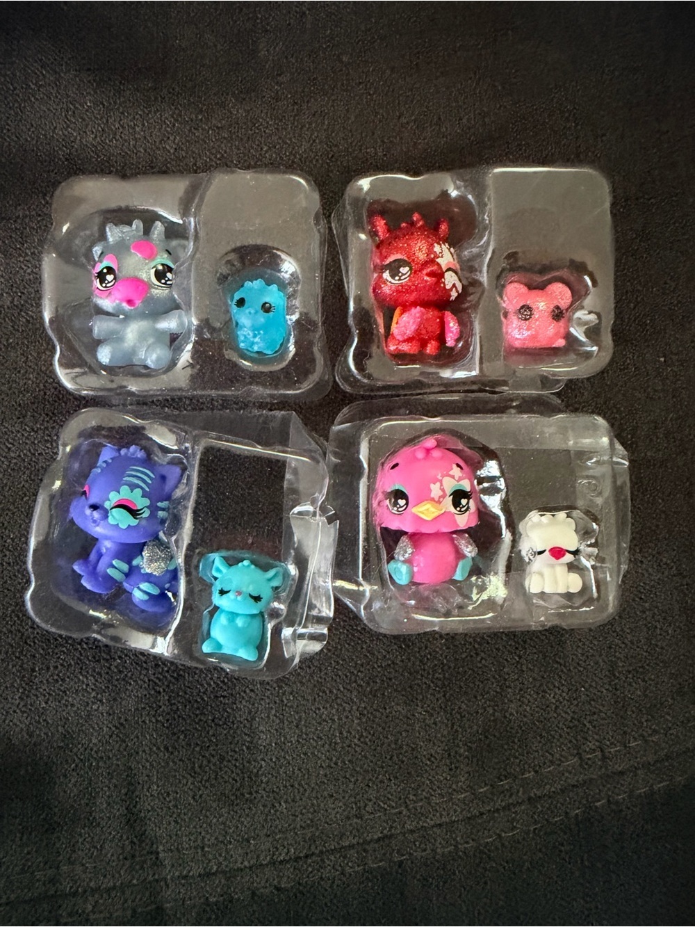 Collectible Mini Animal Figures Toy Pack - Pink, Blue, Purple, Red